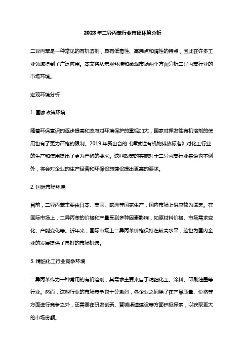 2023年二异丙苯行业市场环境分析
