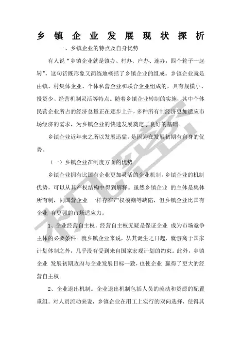 乡镇企业发展现状探析