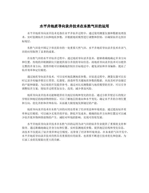 水平井地质导向录井技术在东胜气田的运用