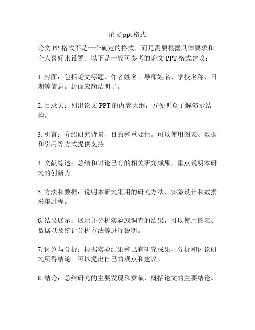 论文ppt格式