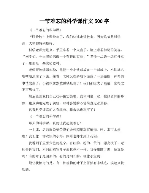 一节难忘的科学课作文500字