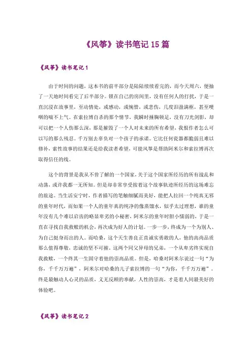 《风筝》读书笔记15篇