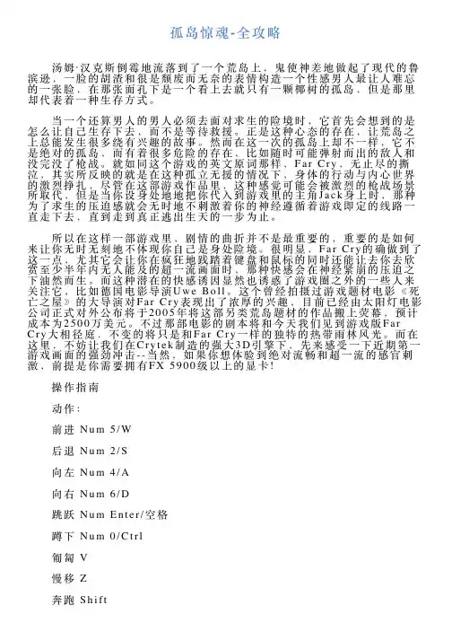孤岛惊魂全攻略
