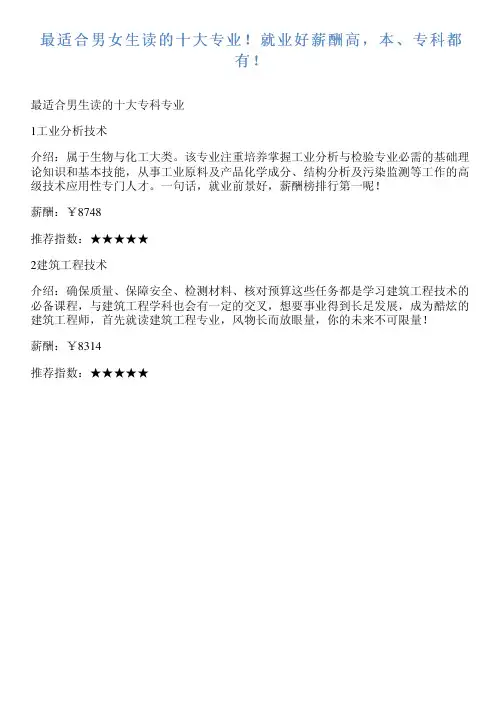 最适合男女生读的十大专业!就业好薪酬高,本、专科都有!
