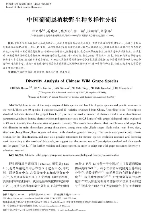 中国葡萄属植物野生种多样性分析