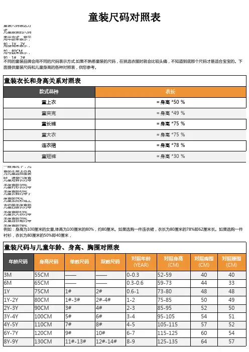 童装尺码对照表 童装衣长和身高关系对照表(2020最新)
