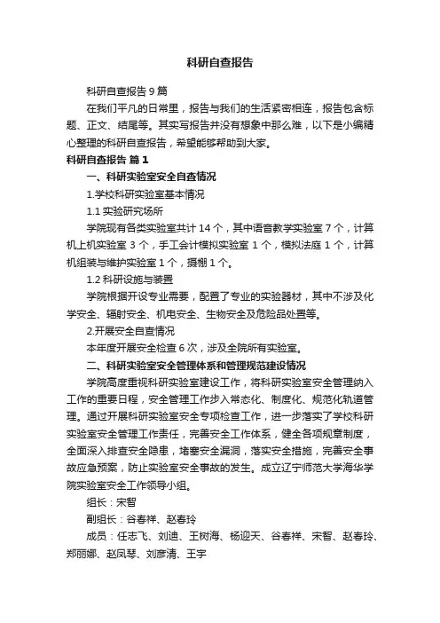 科研自查报告