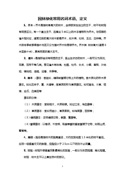 园林绿化常用名词术语、定义