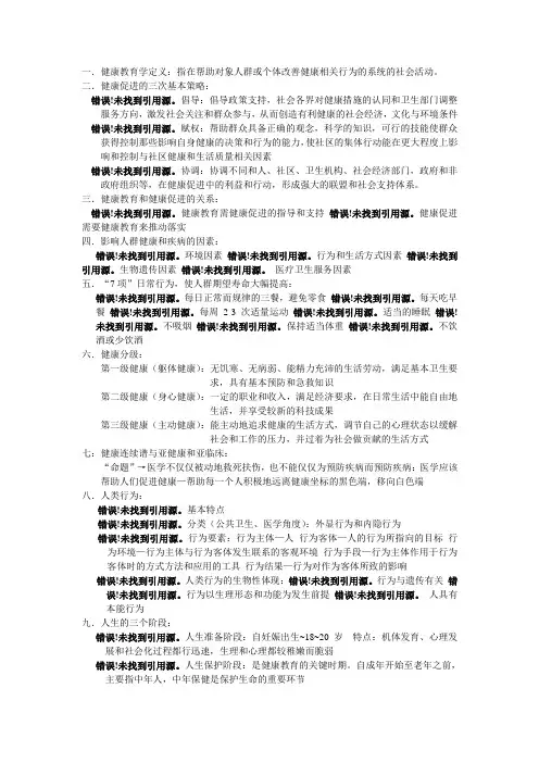 健康教育学重点整理