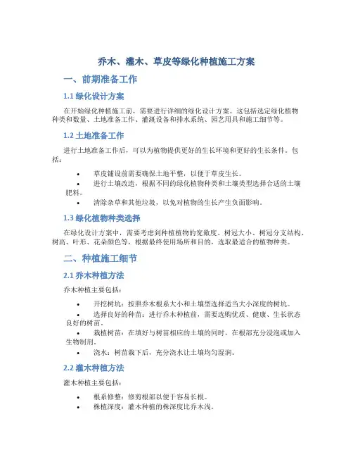 乔木、灌木、草皮等绿化种植施工方案