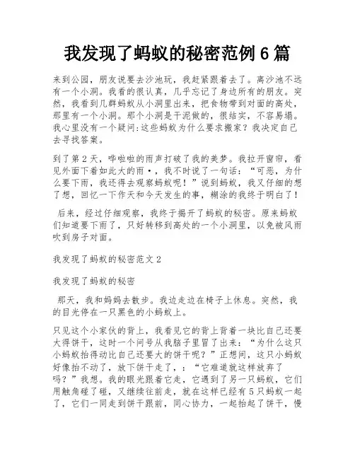 我发现了蚂蚁的秘密范例6篇