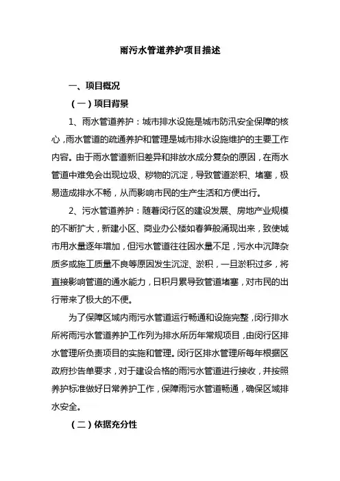 雨污水管道养护项目描述