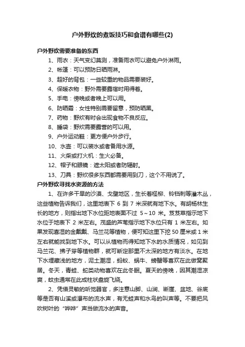 户外野炊的煮饭技巧和食谱有哪些（2）