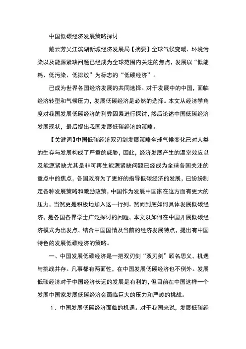 中国低碳经济发展策略探讨