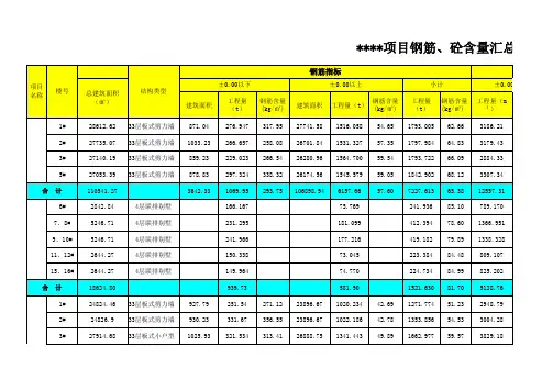 钢筋、砼含量分析表