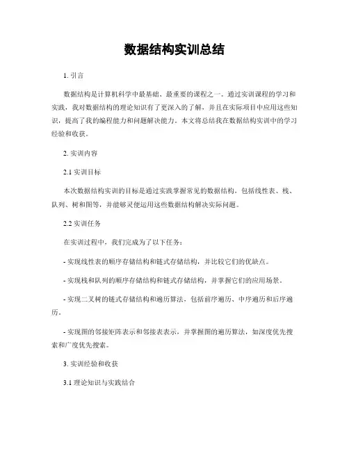 数据结构实训总结