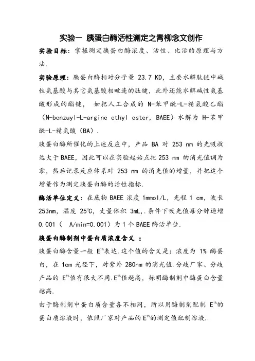 胰蛋白酶活性测定