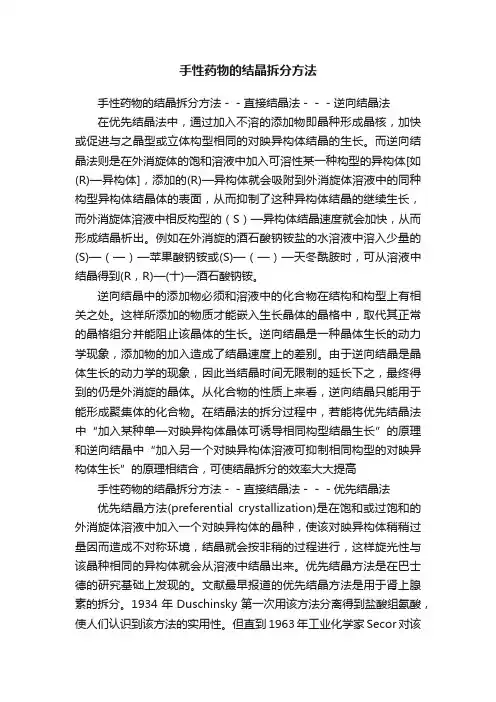 手性药物的结晶拆分方法
