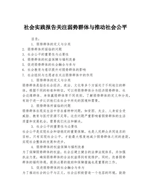 社会实践报告关注弱势群体与推动社会公平