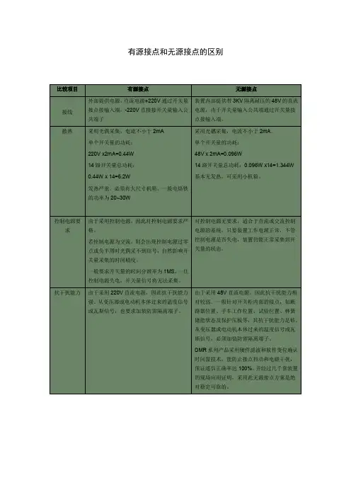 有源节点与无源接点比较