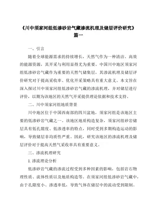《2024年川中须家河组低渗砂岩气藏渗流机理及储层评价研究》范文