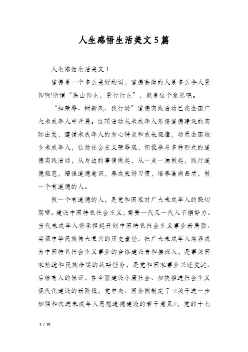 人生感悟生活美文5篇