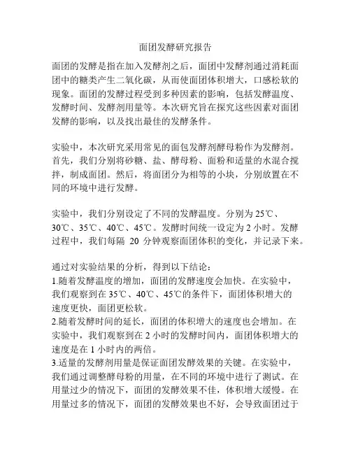 面团发酵研究报告