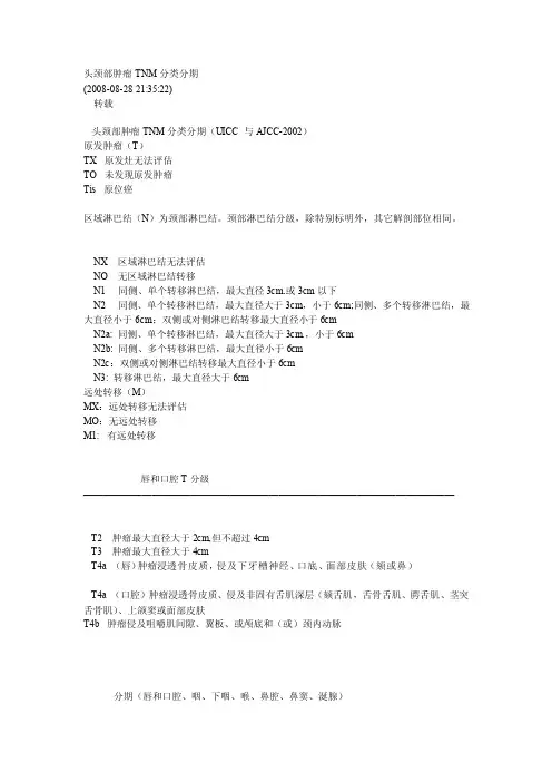 头颈部肿瘤tnm分类分期[最新]
