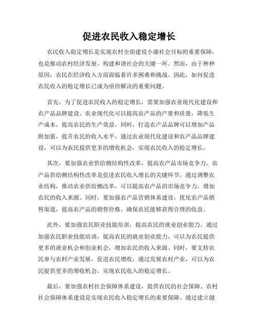促进农民收入稳定增长