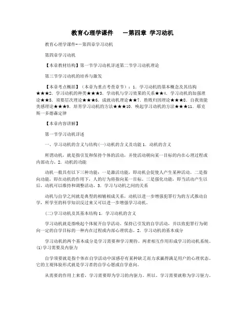 教育心理学课件   ―第四章 学习动机