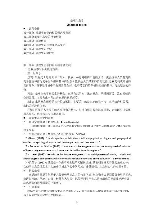 安徽农业大学景观生态学第一部分2015