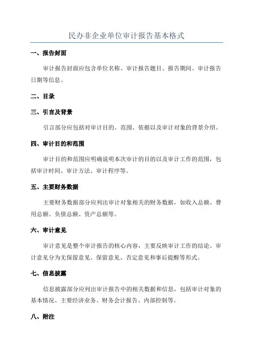 民办非企业单位审计报告基本格式