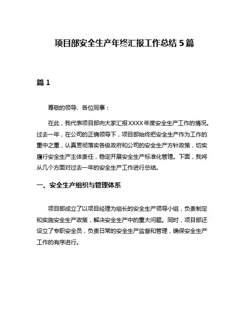 项目部安全生产年终汇报工作总结5篇