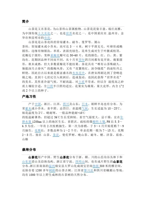 山茶花的介绍