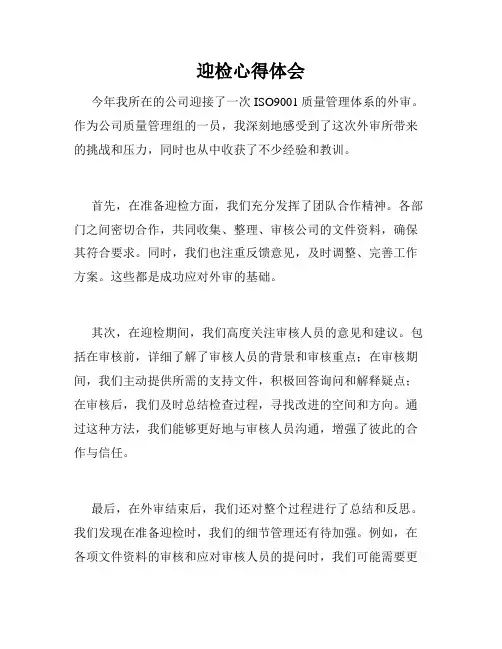 迎检心得体会