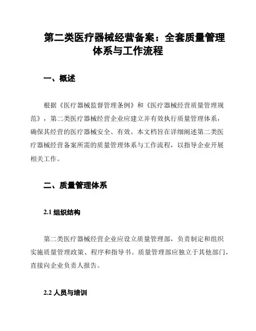 第二类医疗器械经营备案：全套质量管理体系与工作流程