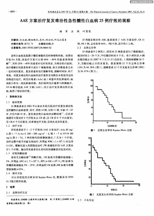 AAE方案治疗复发难治性急性髓性白血病25例疗效的观察
