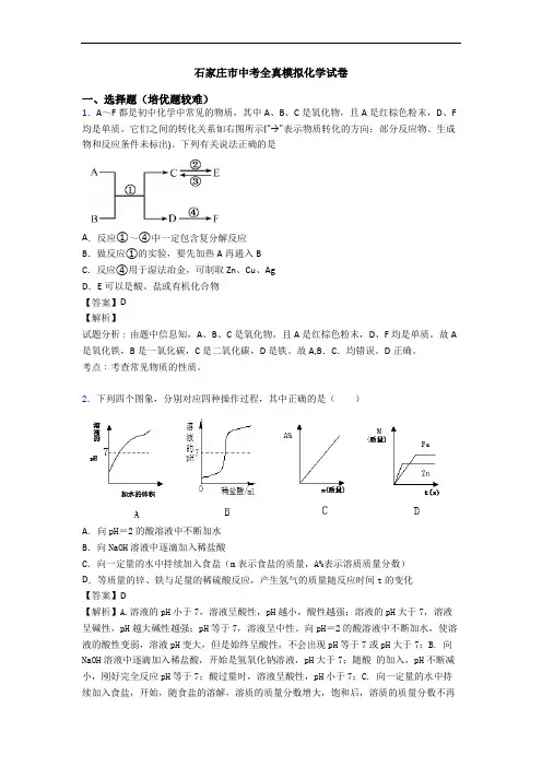 石家庄市中考全真模拟化学试卷