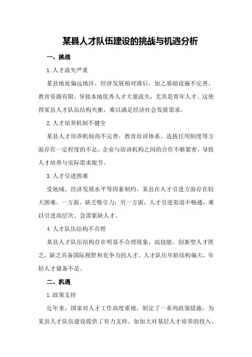 某县人才队伍建设的挑战与机遇分析