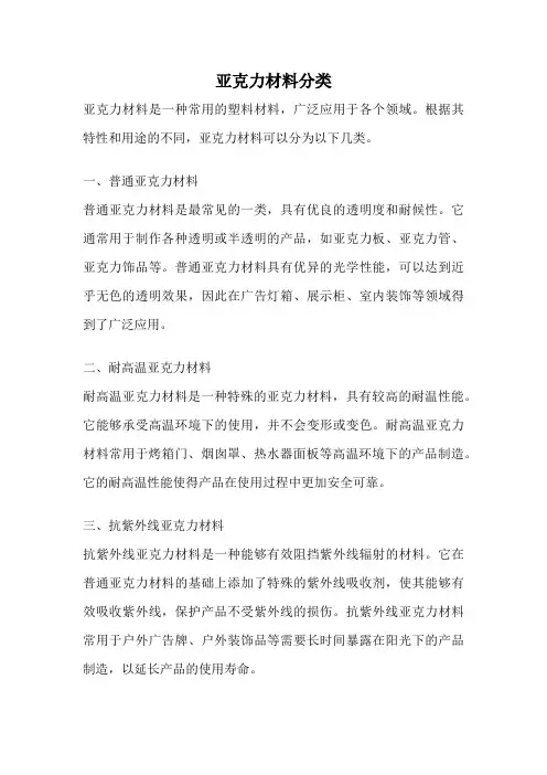 亚克力材料分类