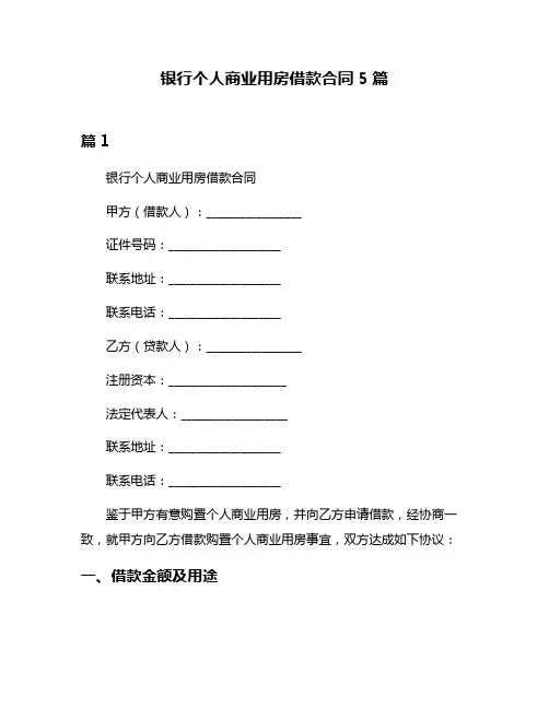 银行个人商业用房借款合同5篇