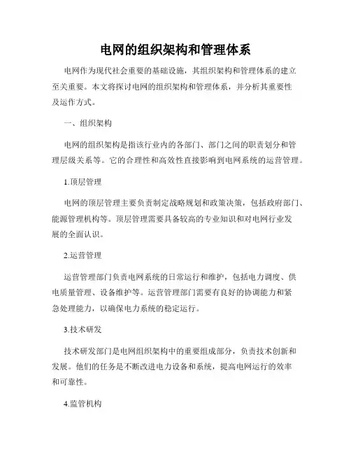 电网的组织架构和管理体系