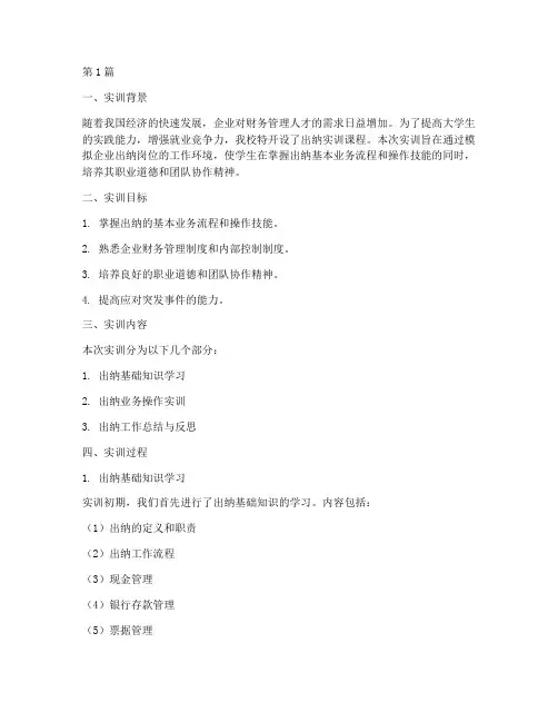 大学生出纳实训报告(3篇)