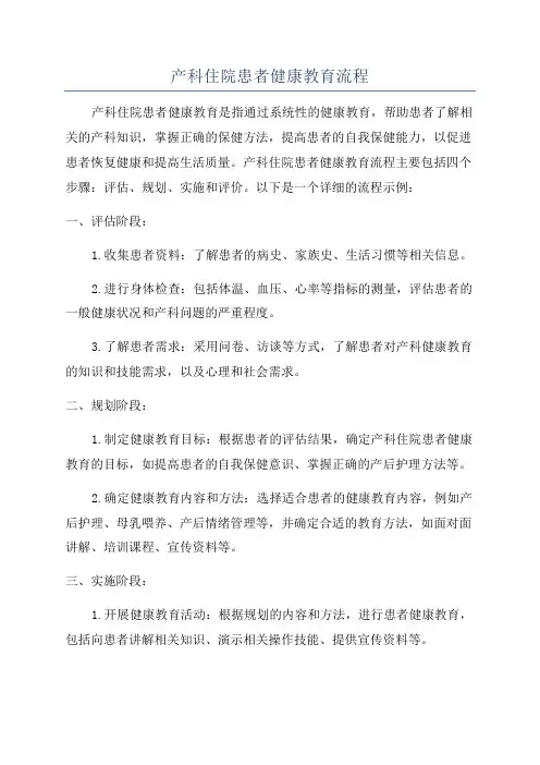 产科住院患者健康教育流程