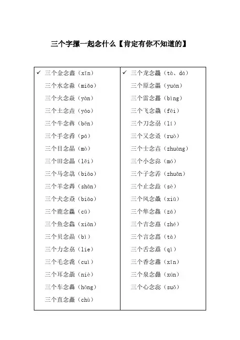 三个字摞一起念什么
