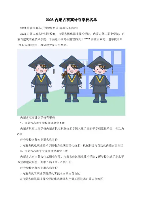 2023内蒙古双高计划学校名单