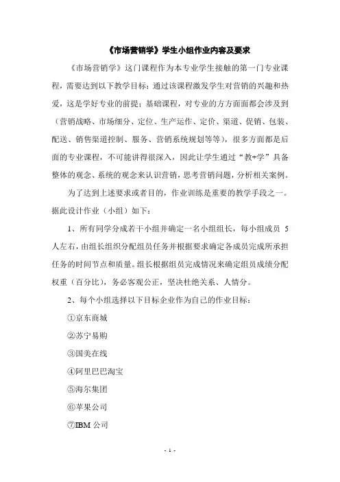 《市场营销学》学生作业模版