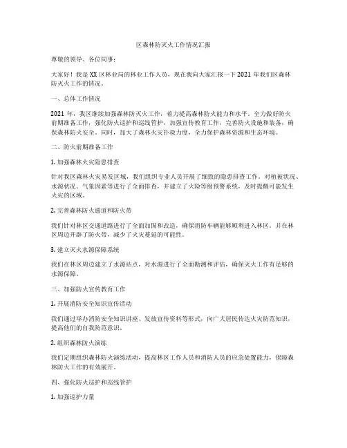 区森林防灭火工作情况汇报