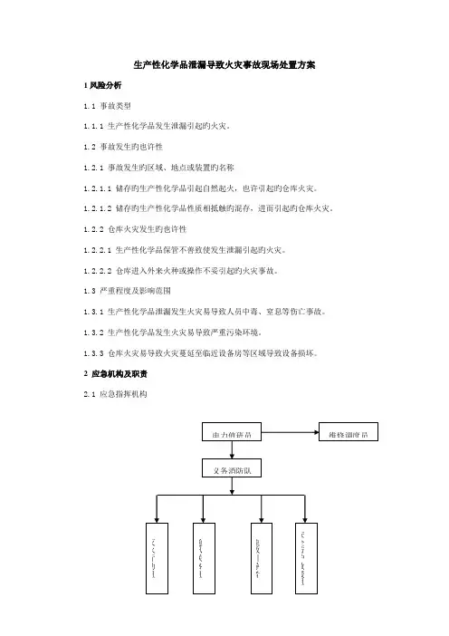 生产性化学品泄漏导致火灾事故现场处置方案
