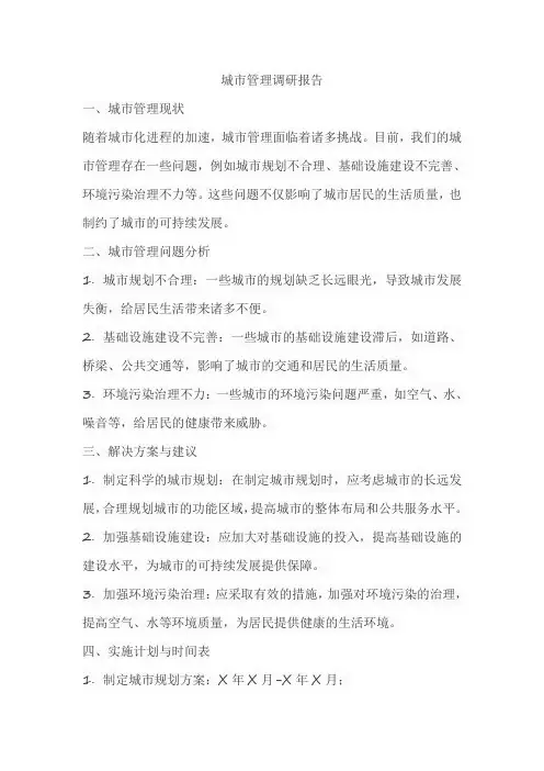 城市管理的调研报告